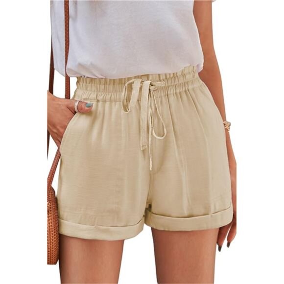Womens Lightweight Shorts Casual B01-213-khaki - Picture 1 of 3